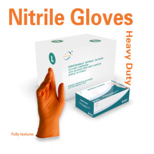 Orange heavy duty nitrile gloves,6mil