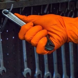 Orange nitrile gloves Diamond Texture