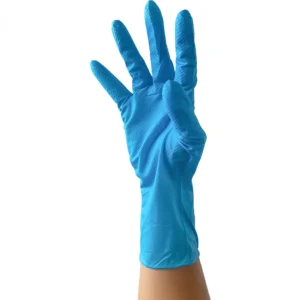 Blue Fish Scale Nitrile Gloves - 12 Inch, 8mil, Flocked Liner